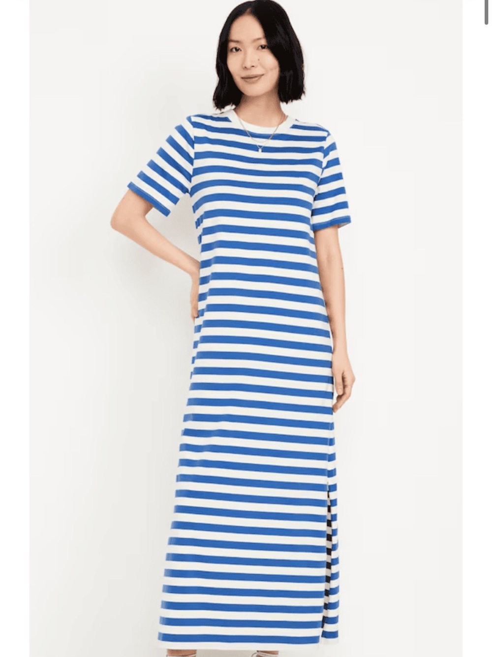 Old Navy Blue and White Striped Maxi Dress